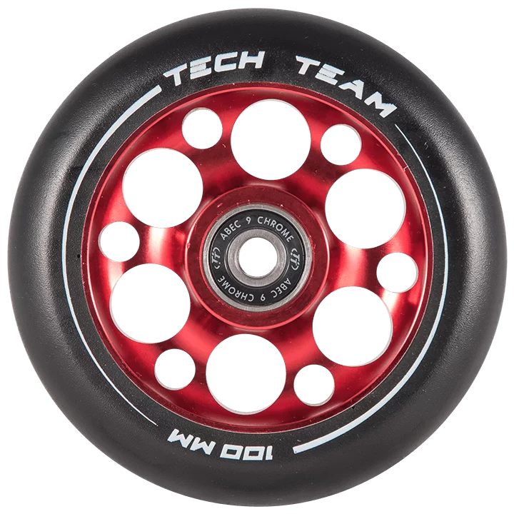 Фото Колесо для самоката TechTeam X-Treme 100*24 мм Форма Drilled red со склада магазина СпортСЕ