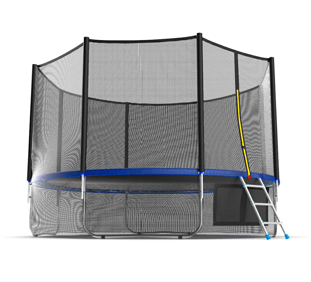Фото EVO JUMP External 12ft (Blue) + Lower net. Батут с внешней сеткой и лестницей, диаметр 12ft (синий) + нижняя сеть со склада магазина СпортСЕ