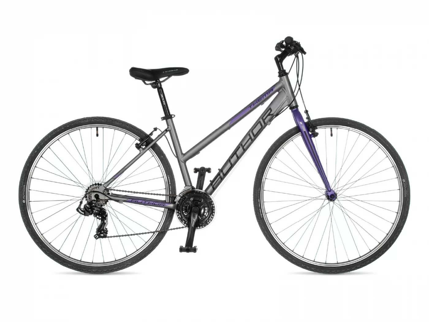 Фото Велосипед женский AUTHOR Thema 2022 Серебряно-фиолетовый со склада магазина СпортСЕ
