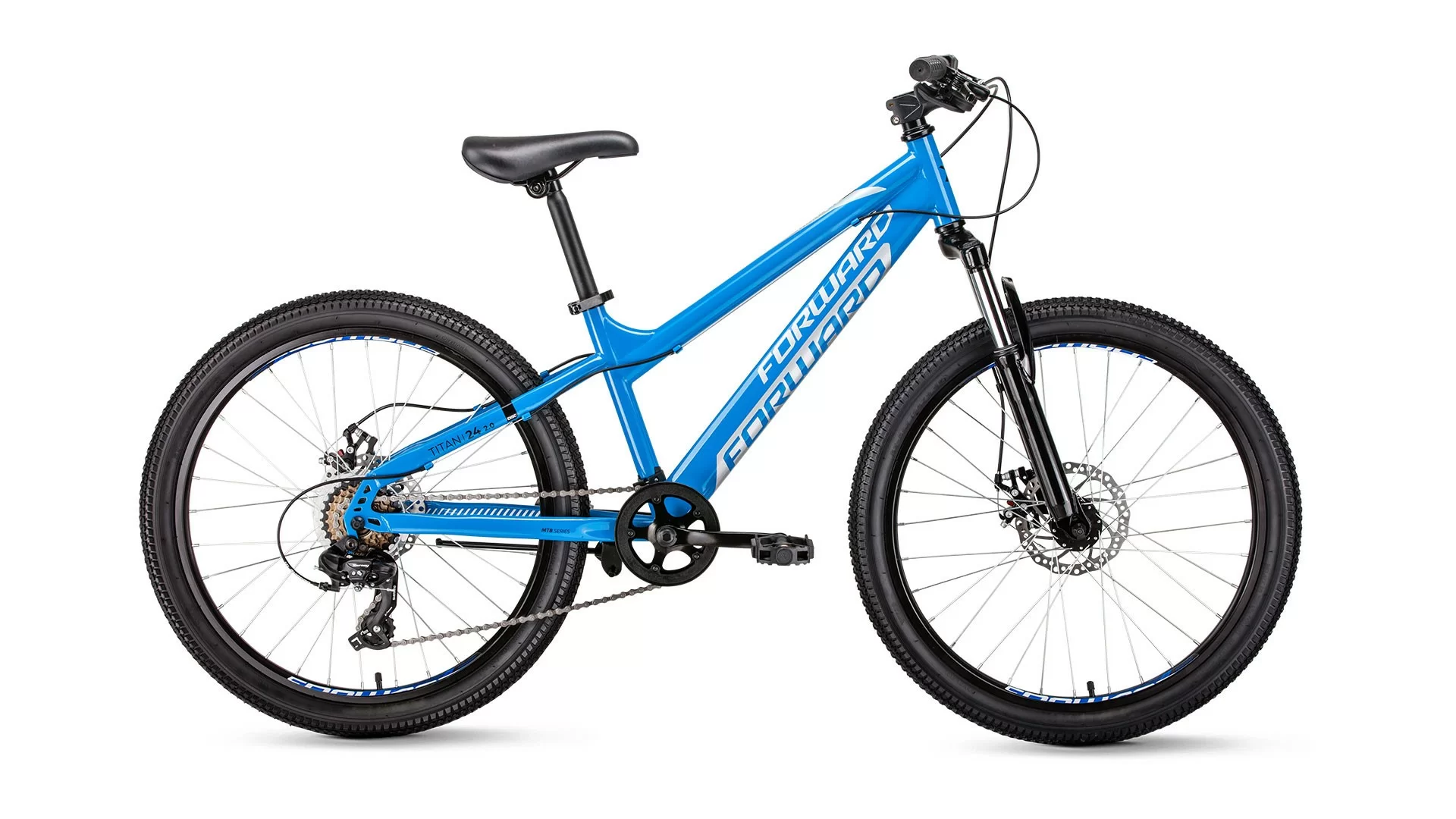 Фото Велосипед Forward Titan 24 2.0 disc (2020) синий RBKW01N46005 со склада магазина СпортСЕ