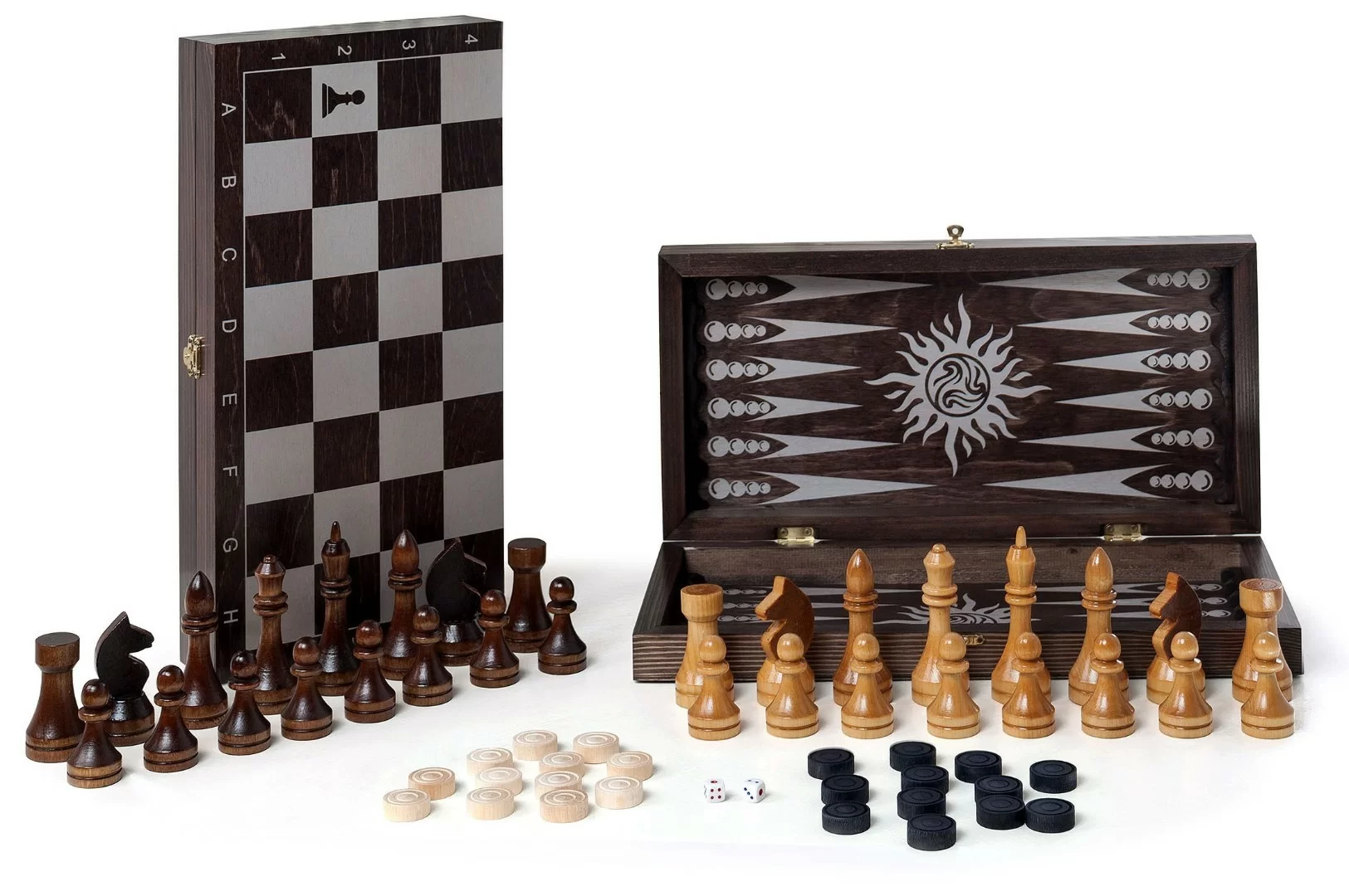 Фото Набор игр (3в1) 40*40см (шашки, шахматы, нарды) деревянный венге 297-18 со склада магазина СпортСЕ
