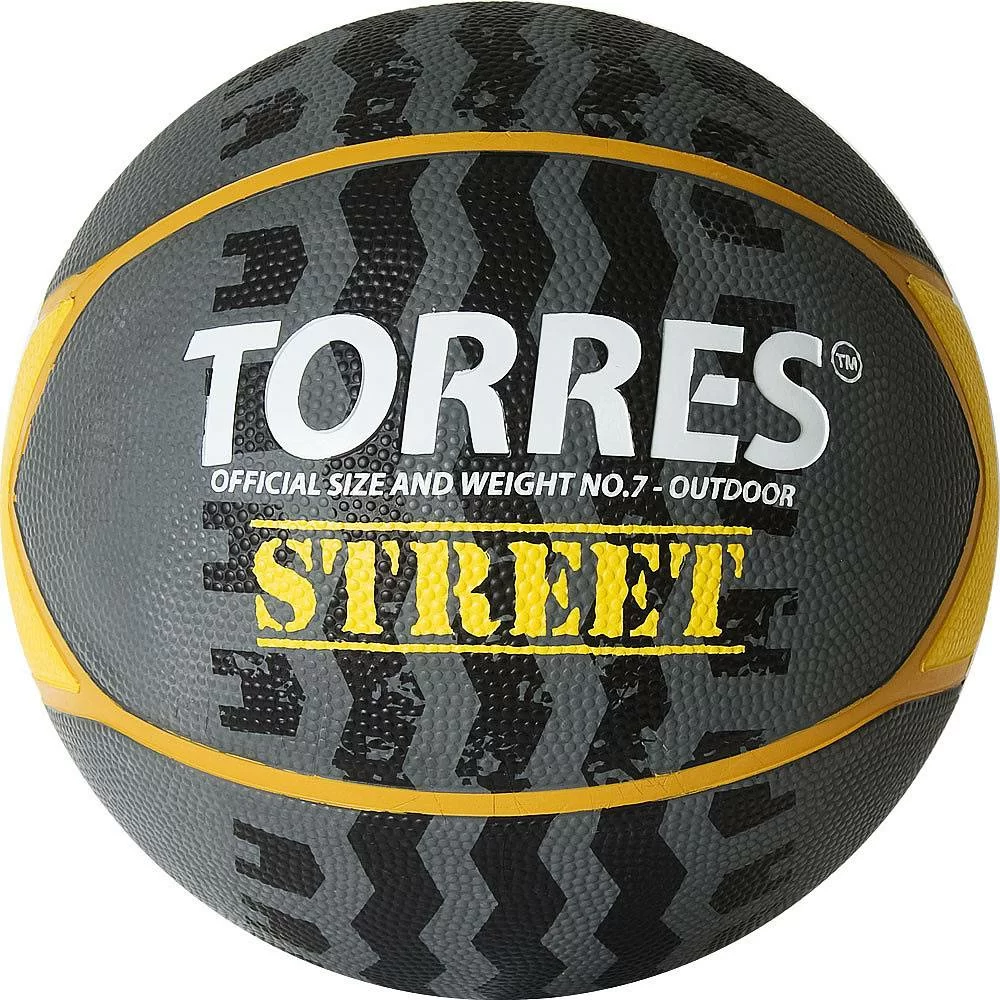 Фото Мяч баскетбольный Torres Street №7 резина серо-желто-белый B02417 со склада магазина СпортСЕ