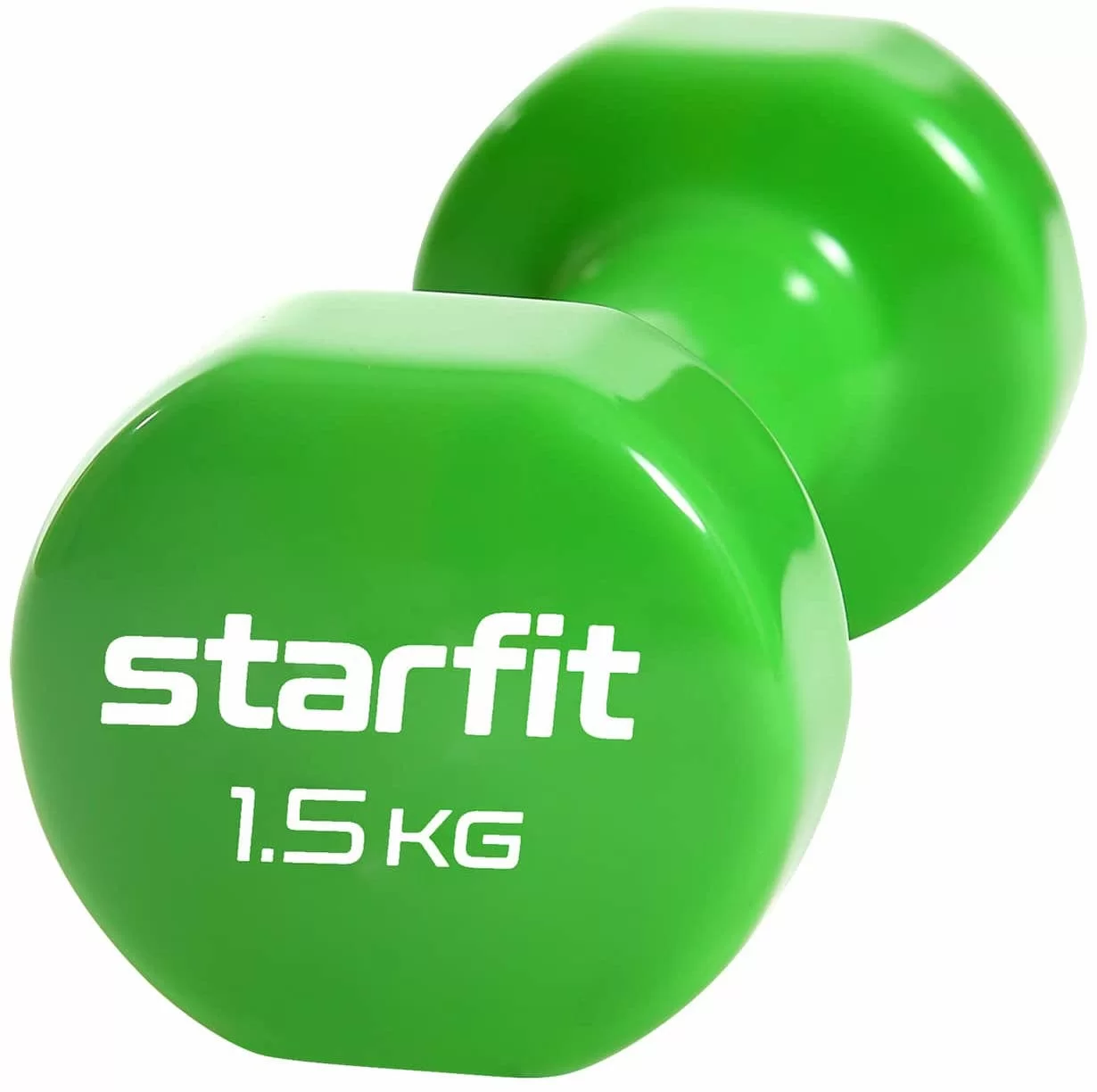 Фото Гантель виниловая 1.5 кг StarFit Core DB-101 зеленый (1 шт) УТ-00018822 со склада магазина СпортСЕ