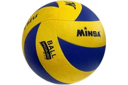 Мяч волейбольный E43205-1 Minsa PU 2.5, 280 гр, клееный сине/желтый