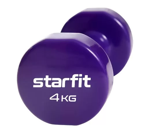 Фото Гантели виниловые 4 кг StarFit Core DB-101 фиолетовый (пара) УТ-00020386 со склада магазина СпортСЕ