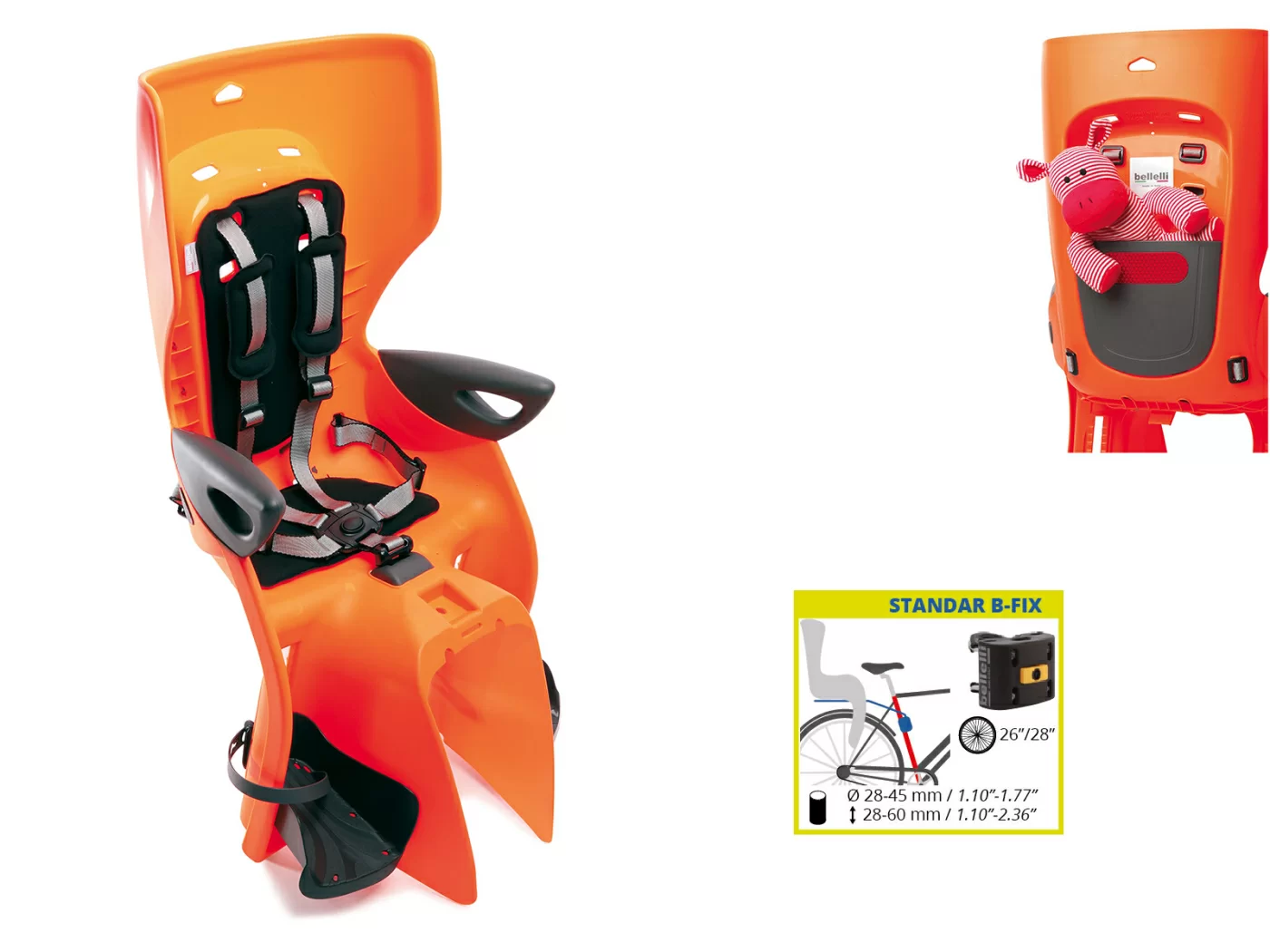 Фото Сидение заднее BELLELLI Summer Standard B-fix оранжевое со склада магазина СпортСЕ