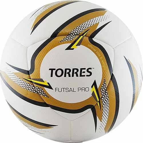 Фото Мяч футзальный Torres Futsal Pro №4 10 пан. PU бело-зол-чер F31924 со склада магазина СпортСЕ