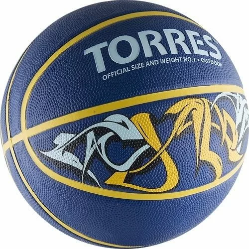 Фото Мяч баскетбольный Torres Jam №7 резина син-желт-голубой B02047 со склада магазина СпортСЕ