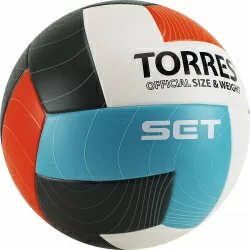 Мяч волейбольный Torres Set р.5 синт.кожа клееный бело-оранж-серо-голубой V32045