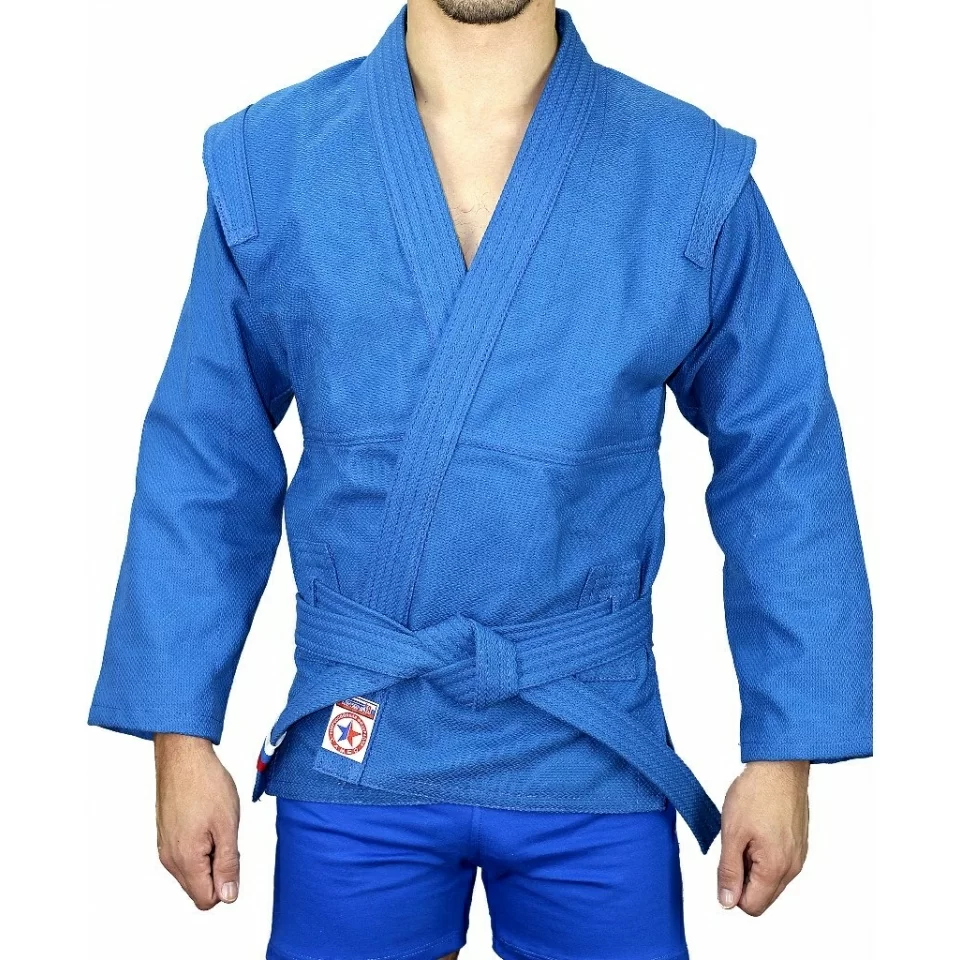 Фото Куртка для самбо Крепыш Атака синяя К.30.СИ-56.00 со склада магазина СпортСЕ