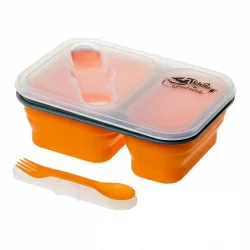Контейнер Tramp силиконовый 2 отсека с ловилкой 900мл, оранжевый