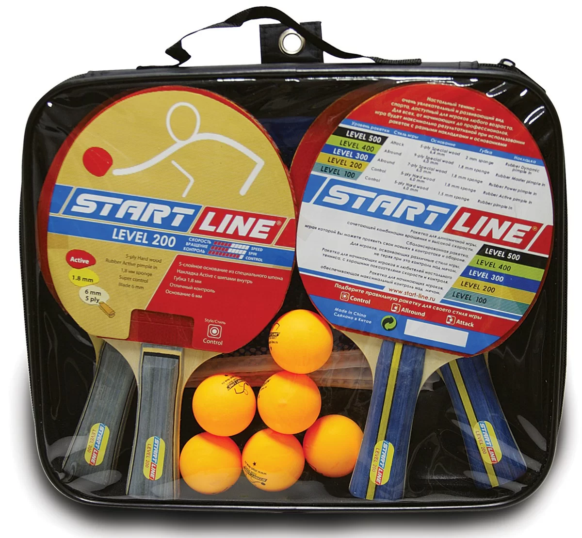 Фото Набор для настольного тенниса Start Line Level 200 (4 р-ки,6 мячей Clab Select, сетка с кр 61-453 со склада магазина СпортСЕ