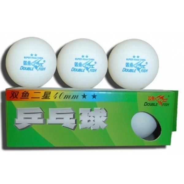 Фото Мяч для настольного тенниса Double Fish 2зв. 40+мм ITTF Appr белый 602257 со склада магазина СпортСЕ