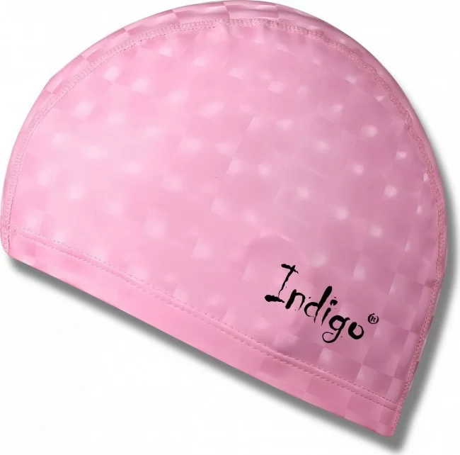 Фото Шапочка для плавания Indigo ткань прорезиненная с эффектом 3D детская розовая IN047 со склада магазина СпортСЕ