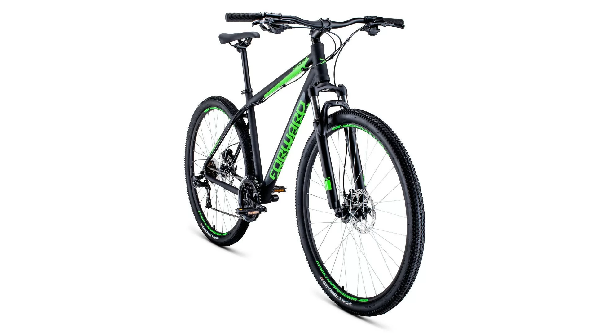 Фото Велосипед Forward Apache 29 3.0 disc (2020) черный/светло-зеленый со склада магазина СпортСЕ