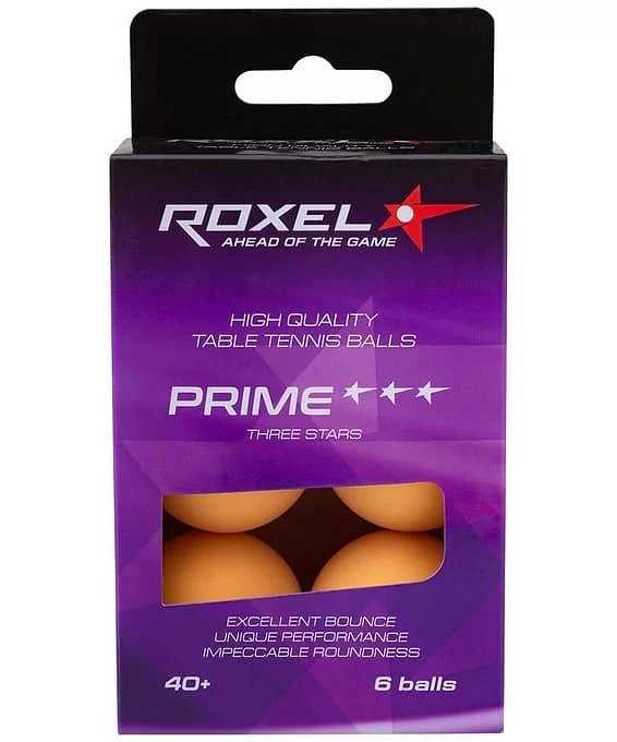 Фото Мяч для настольного тенниса Roxel 3* Prime оранжевый 6шт УТ-00015365 со склада магазина СпортСЕ