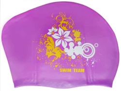 Шапочка для плавания Swim team KW-F для длинных волос фиолетовый