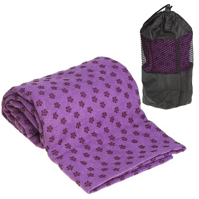 Фото Полотенце для йоги C28849-2 183х63 с сумкой для переноски фиолетовое 10016452 со склада магазина СпортСЕ