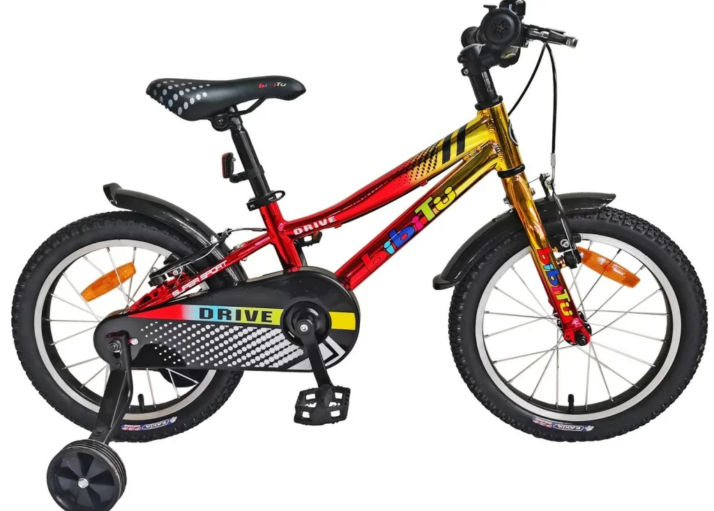 Фото Велосипед 16" BIBITU DRIVE, красный/желтый хром (2024) со склада магазина СпортСЕ