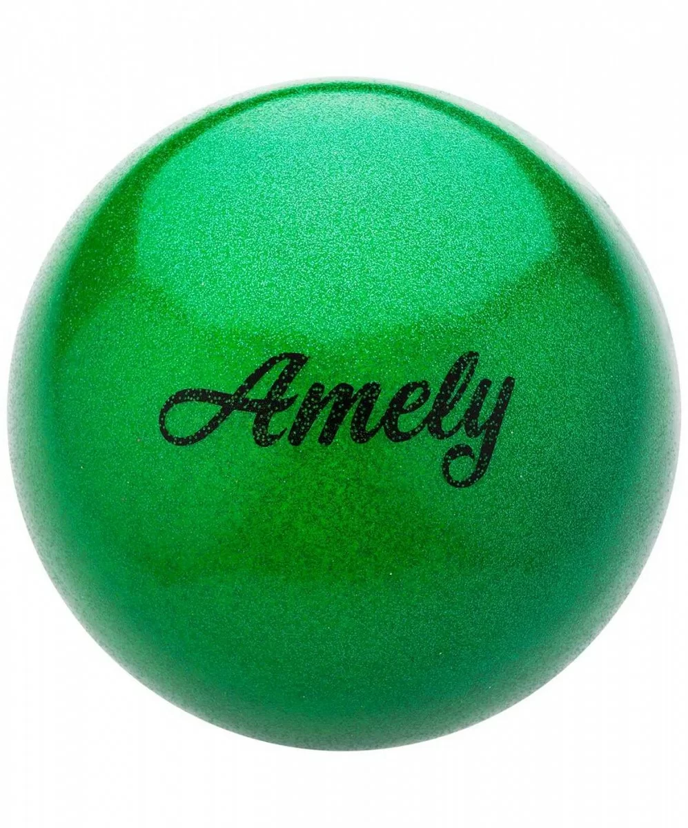 Фото Мяч для художественной гимнастики 19 см Amely AGB-103 с насыщенными блестками зеленый со склада магазина СпортСЕ