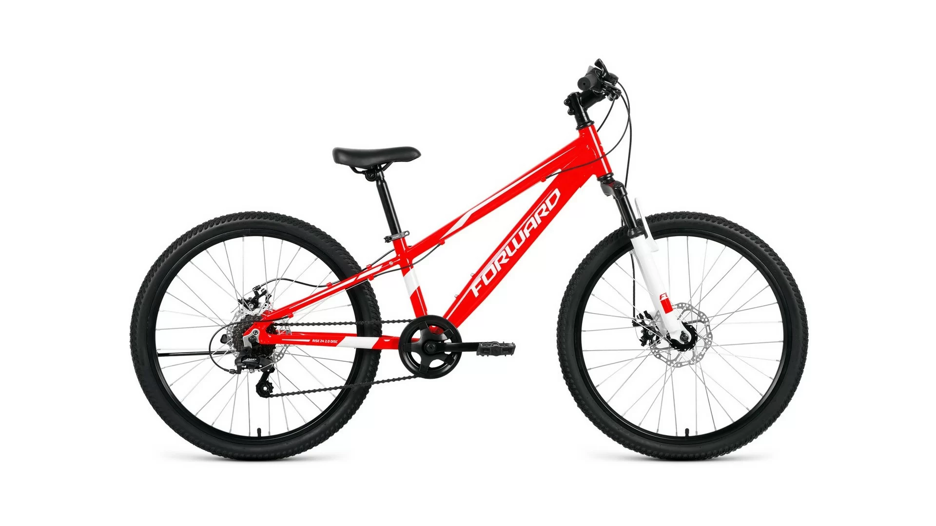 Фото Велосипед Forward Rise 24 2.0 disc (2020) красный/белый RBKW01647005 со склада магазина СпортСЕ