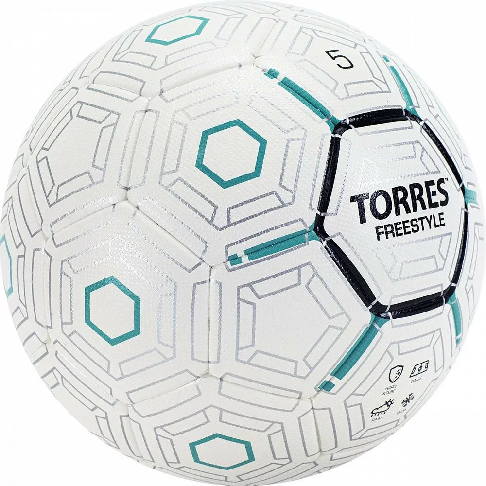 Фото Мяч футбольный Torres Freestyle р.5 32 п. PU-Microfi термосшивка бело-серебристы F320135 со склада магазина СпортСЕ