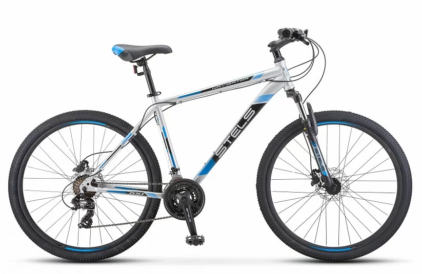 Фото Велосипед Stels Navigator-700 D 27.5" (2020) серебристый/синий F010 со склада магазина СпортСЕ