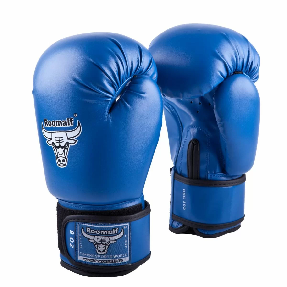 Фото Перчатки боксерские Roomaif RBG-100 Кожа синие со склада магазина СпортСЕ