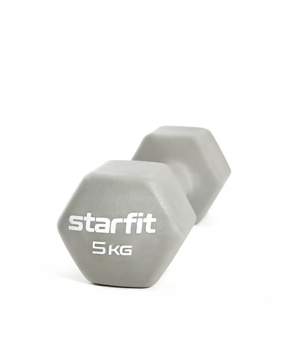Фото Гантель неопреновая 5 кг StartFit DB-201 тепло-серый пастель УТ-00018835 со склада магазина СпортСЕ