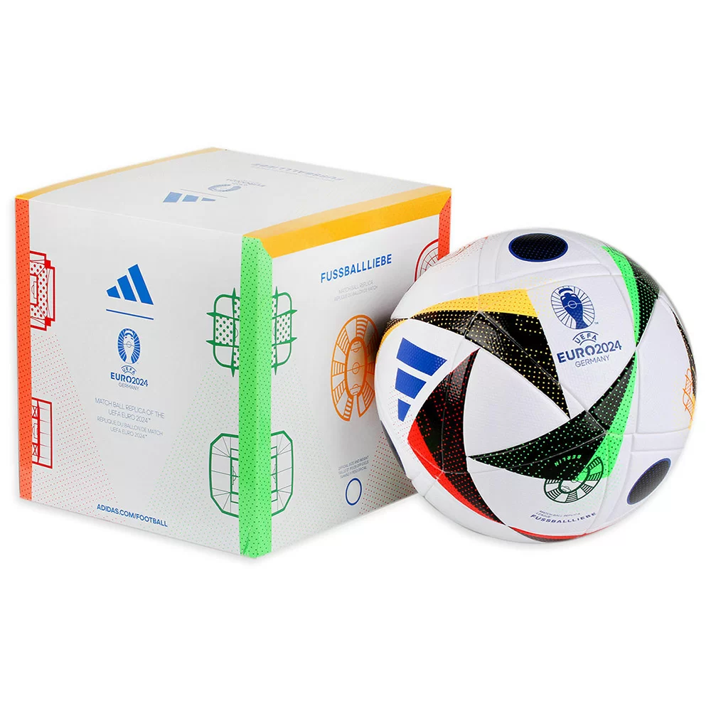 Фото Мяч футбольный  Adidas Euro`24 Fussballliebe LGE Box IN9369 р.5, FIFA Quality, 14пан,термосш,мульт. со склада магазина СпортСЕ