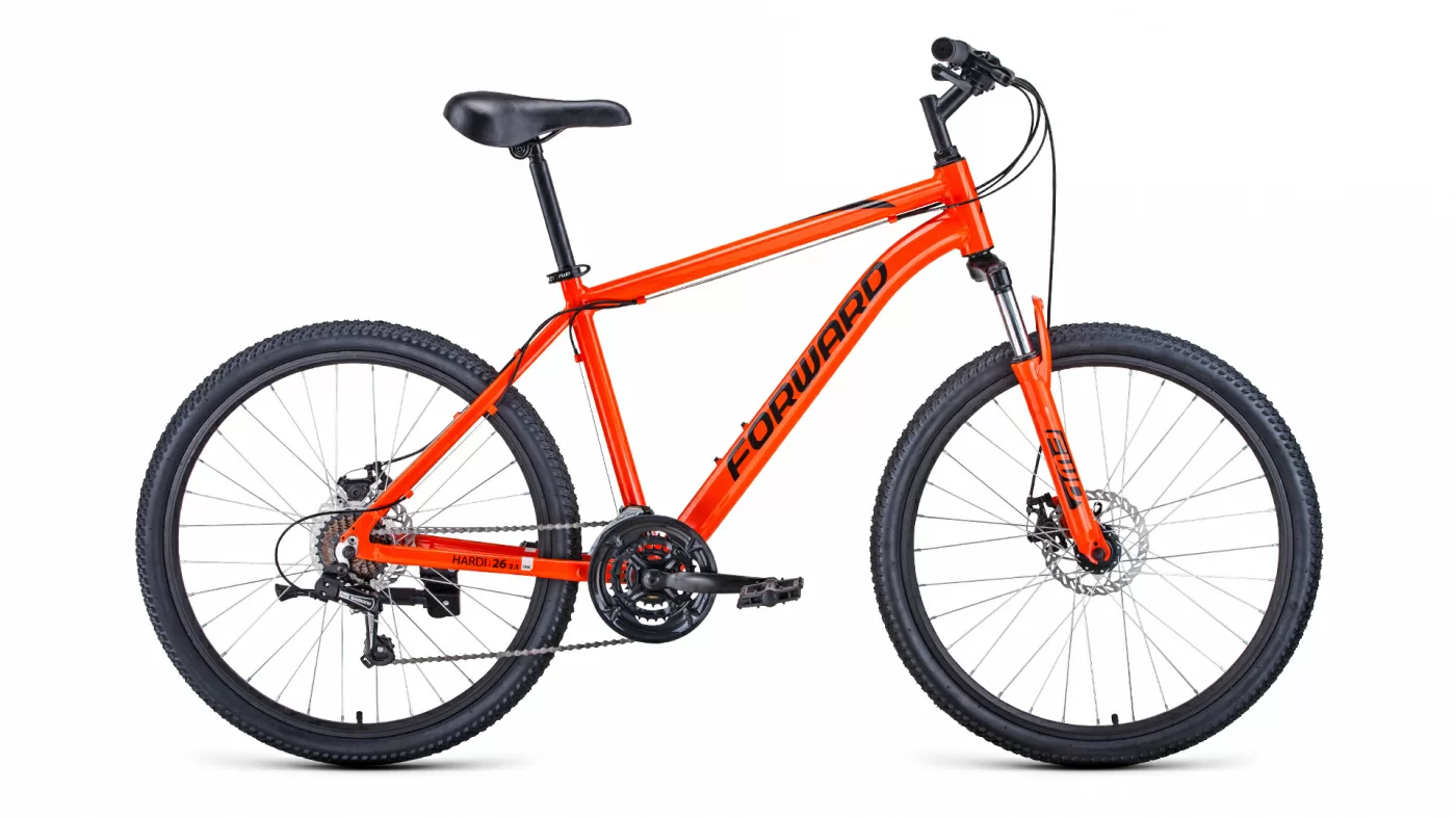 Фото Велосипед Forward Hardi 26 2.1 disc (2021) оранжевый/черный RBKW1M66Q019 со склада магазина СпортСЕ