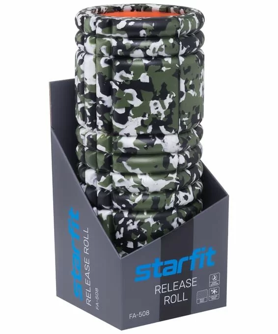  Ролик массажный StarFit FA-508 33x14 cм зеленый камуфляж/оранжевый УТ-00016656 по низким ценам в Томске и Северске