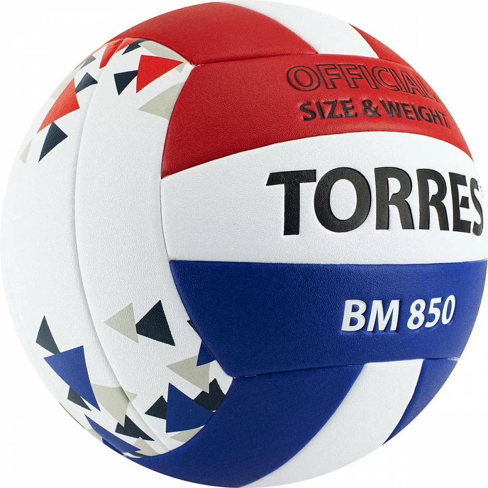 Фото Мяч волейбольный Torres BM850 р.5 синт. кожа клееный  бел-син-крас V32025 со склада магазина СпортСЕ