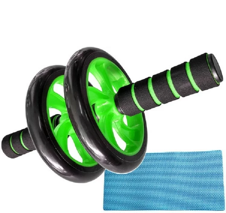 Фото Ролик гимнастический (2 колеса) d-16.5см с неопреновыми ручками зеленый C28957-4 со склада магазина СпортСЕ