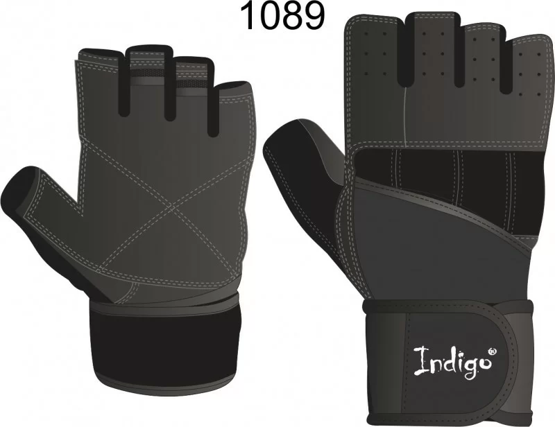 Фото Перчатки Indigo с широким напульсником черные SB-16-1089 со склада магазина СпортСЕ