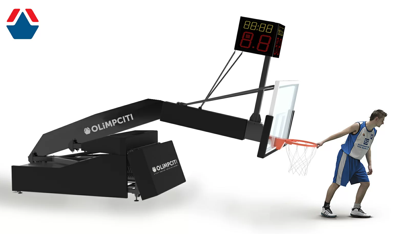 Фото Стойка баскетбольная мобильная складная PRO, вынос 3250 с трехсторонним табло атаки со склада магазина СпортСЕ