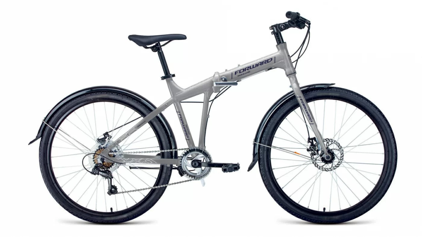 Фото Велосипед Forward Tracer 26 2.0 disc скл. (2021) серый/синий 1BKW1C467003 со склада магазина СпортСЕ