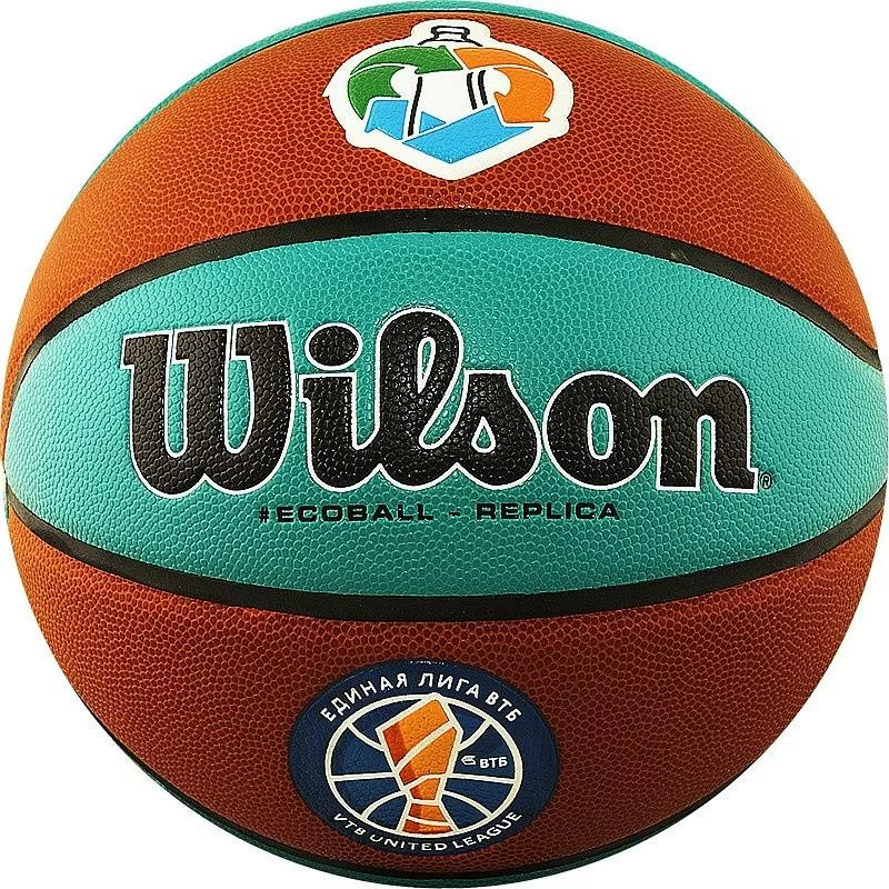 Фото Мяч баскетбольный Wilson VTB Replica ASG Eco №7 композит бутил. кам. коричнево-бирюзов WTB1534XBVTB со склада магазина СпортСЕ