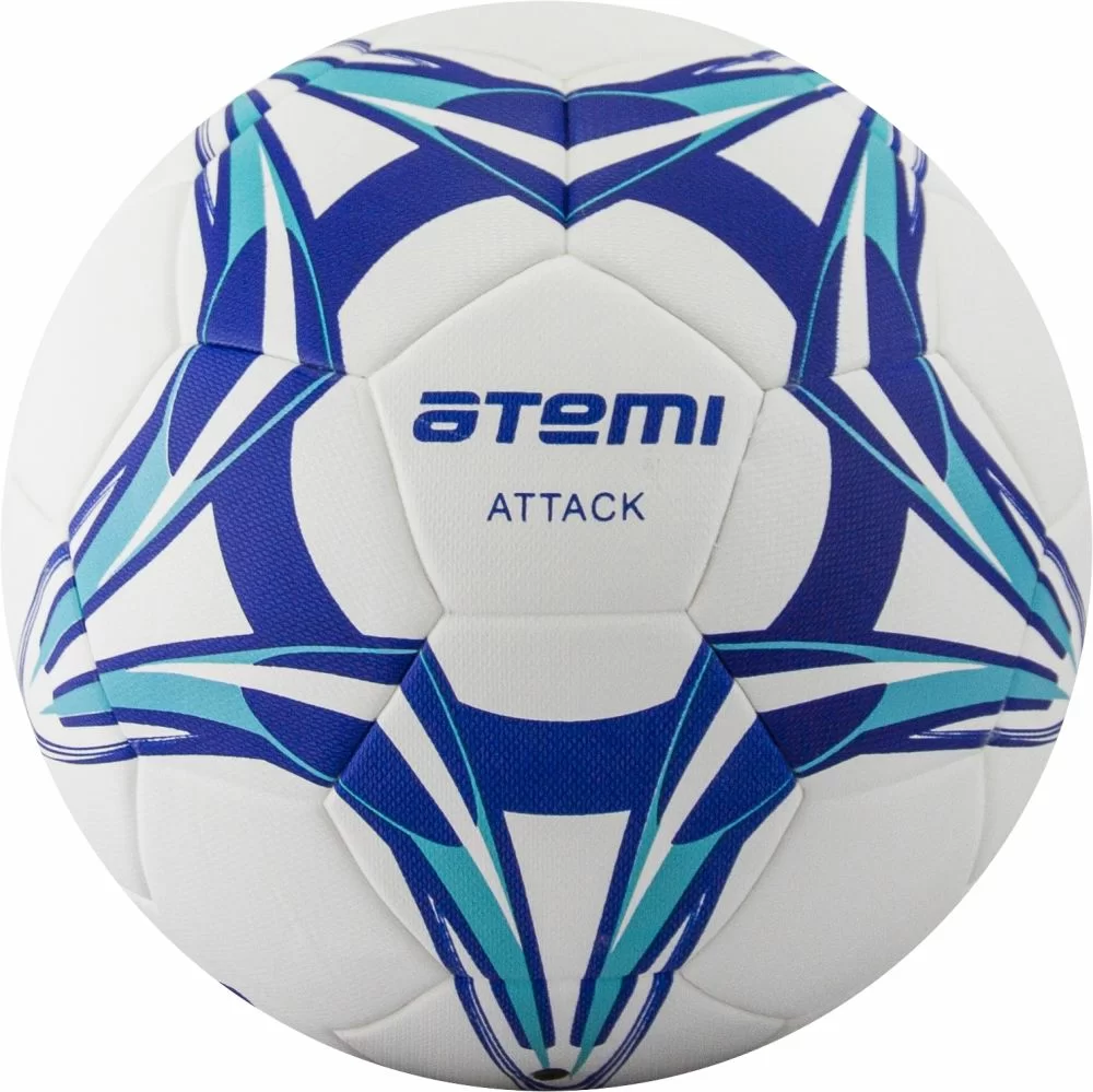 Фото Мяч футбольный Atemi Attack №5 PU+EVA бел/син/гол. со склада магазина СпортСЕ