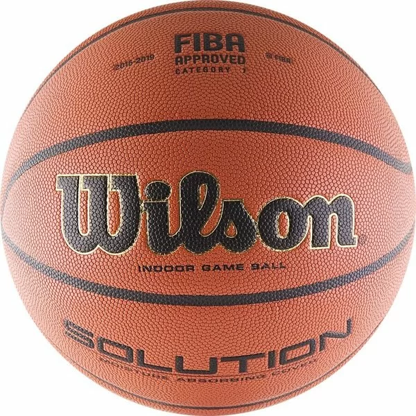Фото Мяч баскетбольный Wilson Solution VTB24 №7 FIBA Appr, микрофибра коричневый WTP000265 со склада магазина СпортСЕ