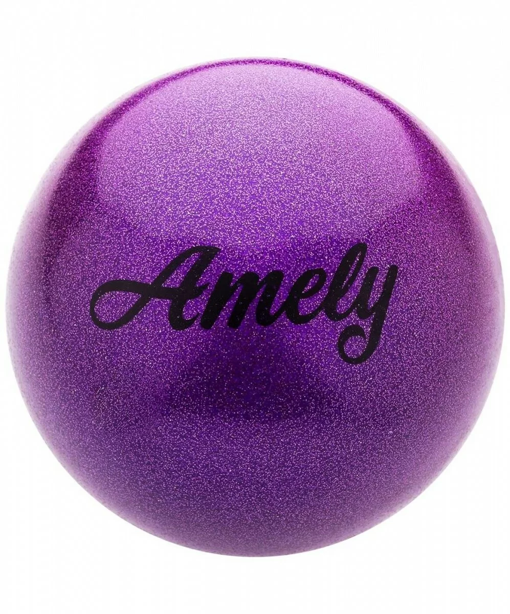 Фото Мяч для художественной гимнастики 19 см Amely AGB-103 с насыщенными блестками фиолетовый со склада магазина СпортСЕ