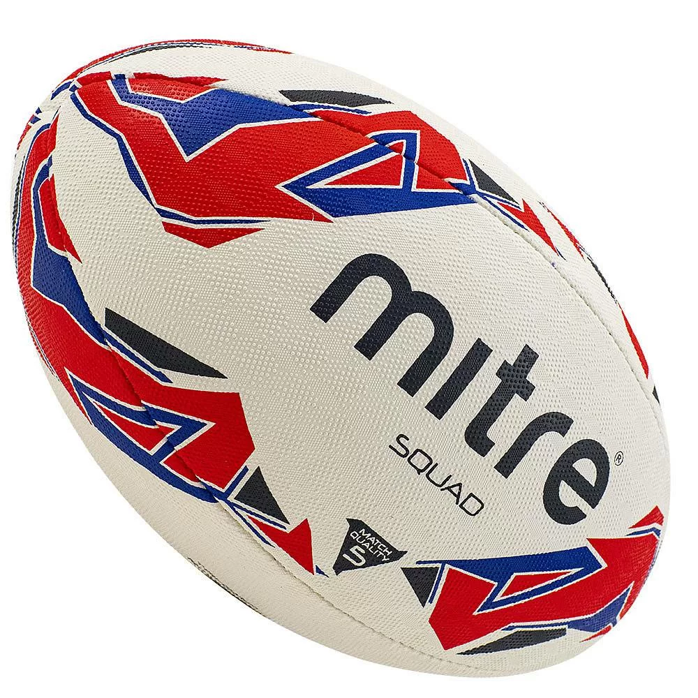 Фото Мяч для регби Mitre SQUAD  р.5 резина вес 350 г бело-сине-красный BB1152WP4 со склада магазина СпортСЕ