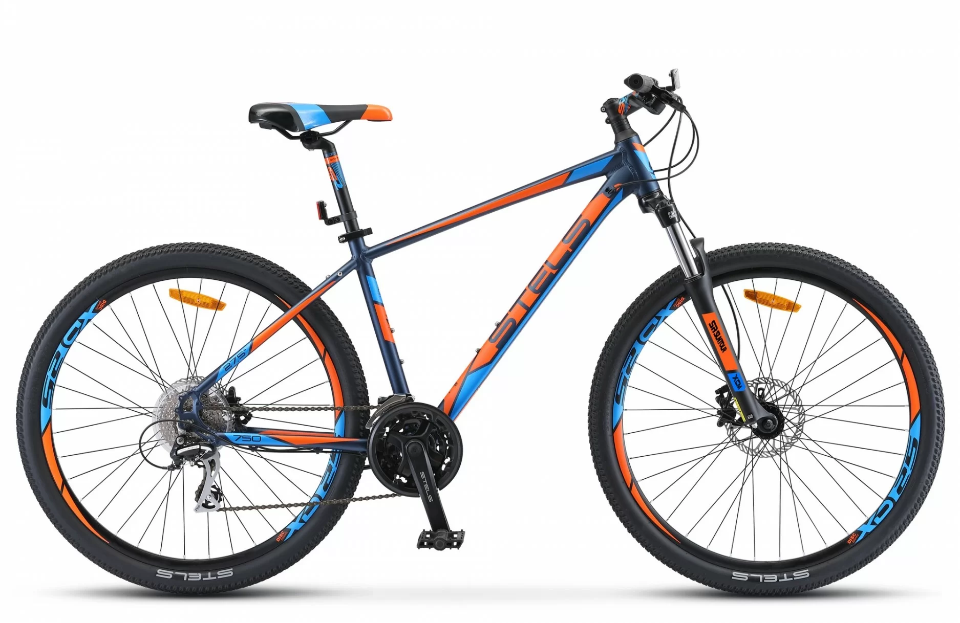 Фото Велосипед Stels Navigator-750 D 27.5" (2019) синий/оранжевый V010 со склада магазина СпортСЕ