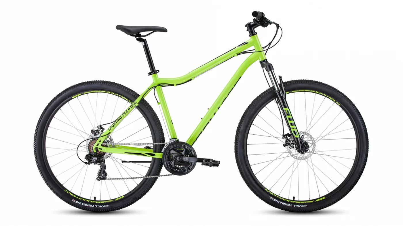 Фото Велосипед Forward Sporting 29 2.2 disc (2021) ярко-зеленый/черный  RBKW1M19G023 со склада магазина СпортСЕ