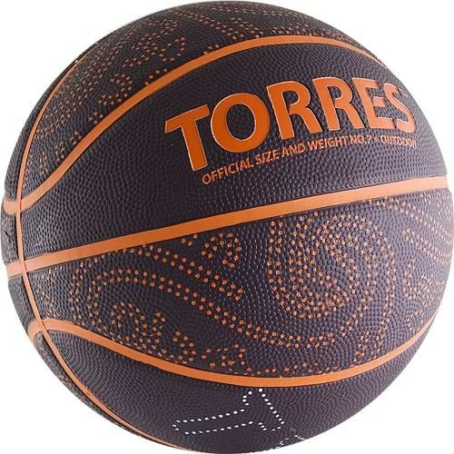 Фото Мяч баскетбольный Torres TT №7 резина бордово-оранжевый B00127 со склада магазина СпортСЕ