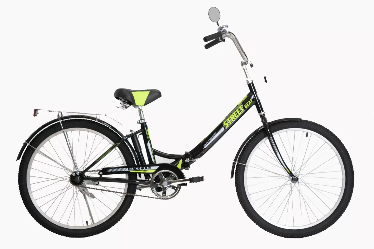 Фото Велосипед Black Aqua Street Beat 141 24" 1s (РФ) серый-зеленый YF-703CTR со склада магазина СпортСЕ