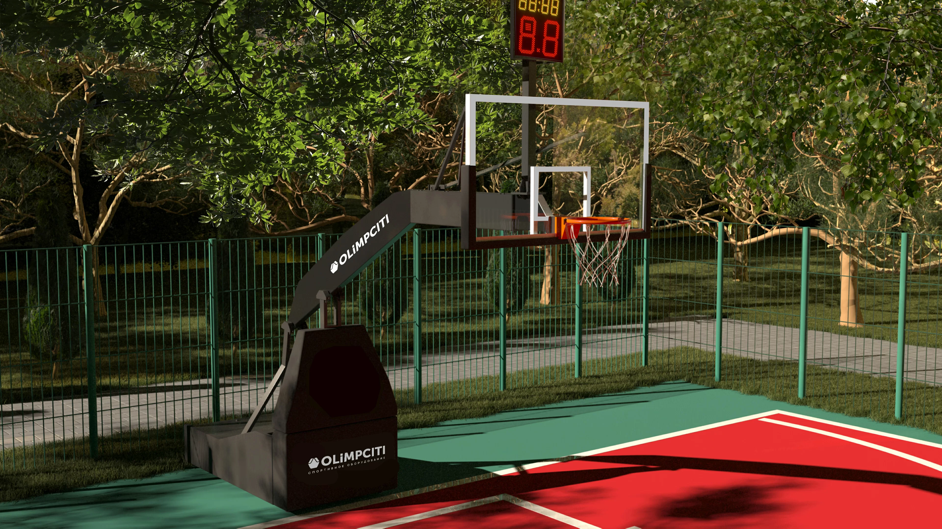 Фото Стойка баскетбольная мобильная складная PRO, вынос 3250 с одностороннем табло атаки со склада магазина СпортСЕ