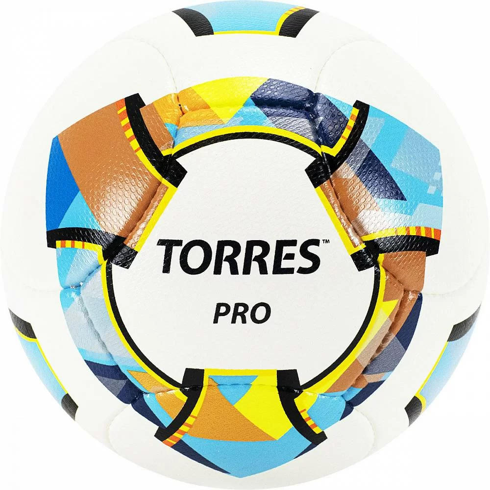 Фото Мяч футбольный Torres Pro №5 14 п. PU ручная сшивка бело-золот-черн F320015 со склада магазина СпортСЕ