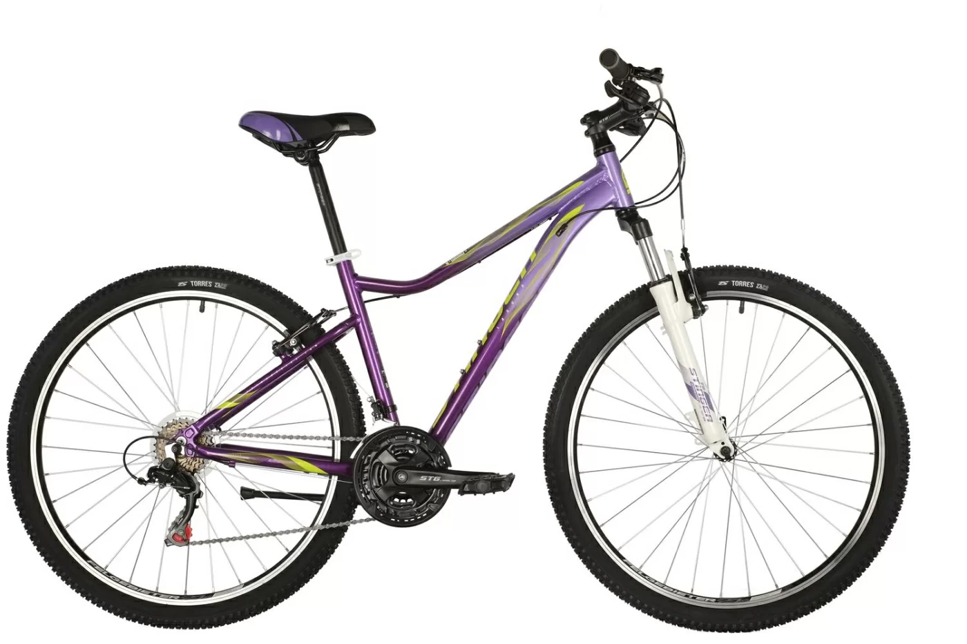 Фото Велосипед STINGER 27.5" LAGUNA STD фиолетовый, алюминий, размер 19", MICROSHIFT со склада магазина СпортСЕ