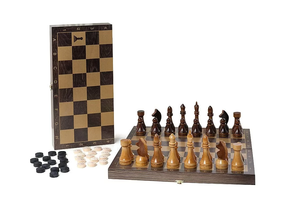 Фото Набор игр (2в1)  (шашки, шахматы) венге 195-18 со склада магазина СпортСЕ